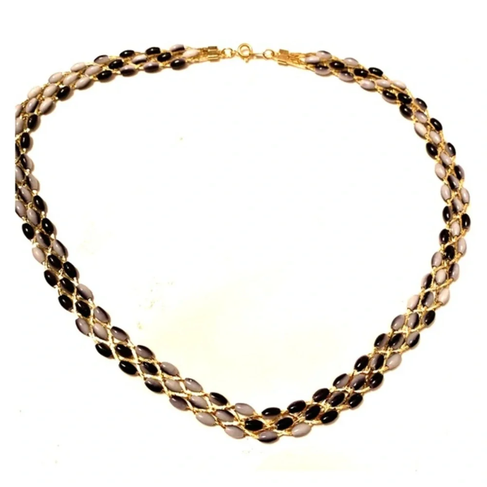 Beautiful 18” necklace in grey, black and gold - Picture 1 of 6